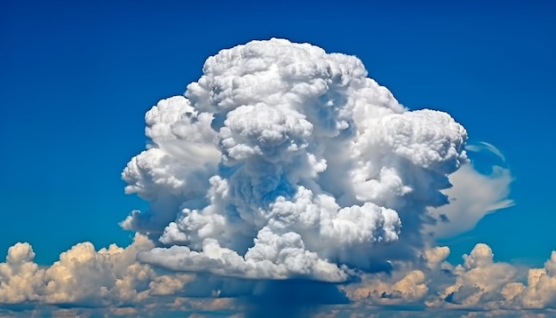 Photo fluffy cumulus clouds float in the bright blue sky generated by artificial intelligence