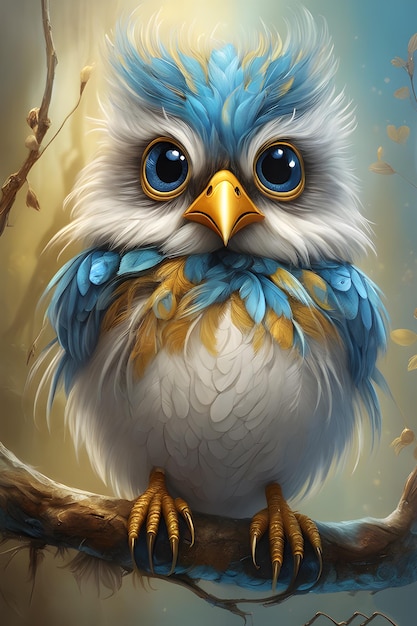 Fluffy cute bird cartoon