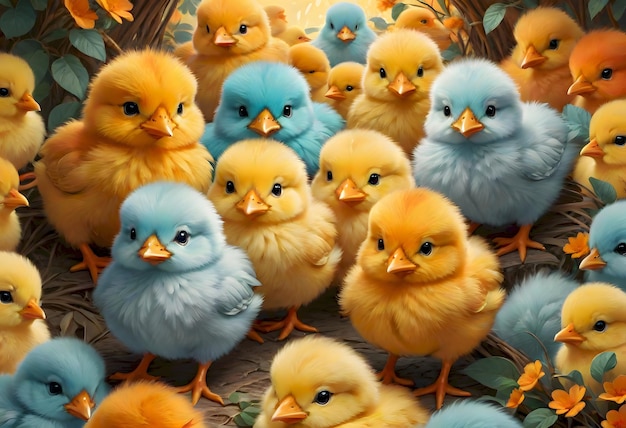 Fluffy Cute Chicks