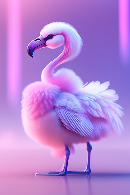 fluffy flamingo bird standing