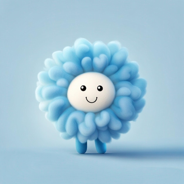 Fluffy flower cartoon character