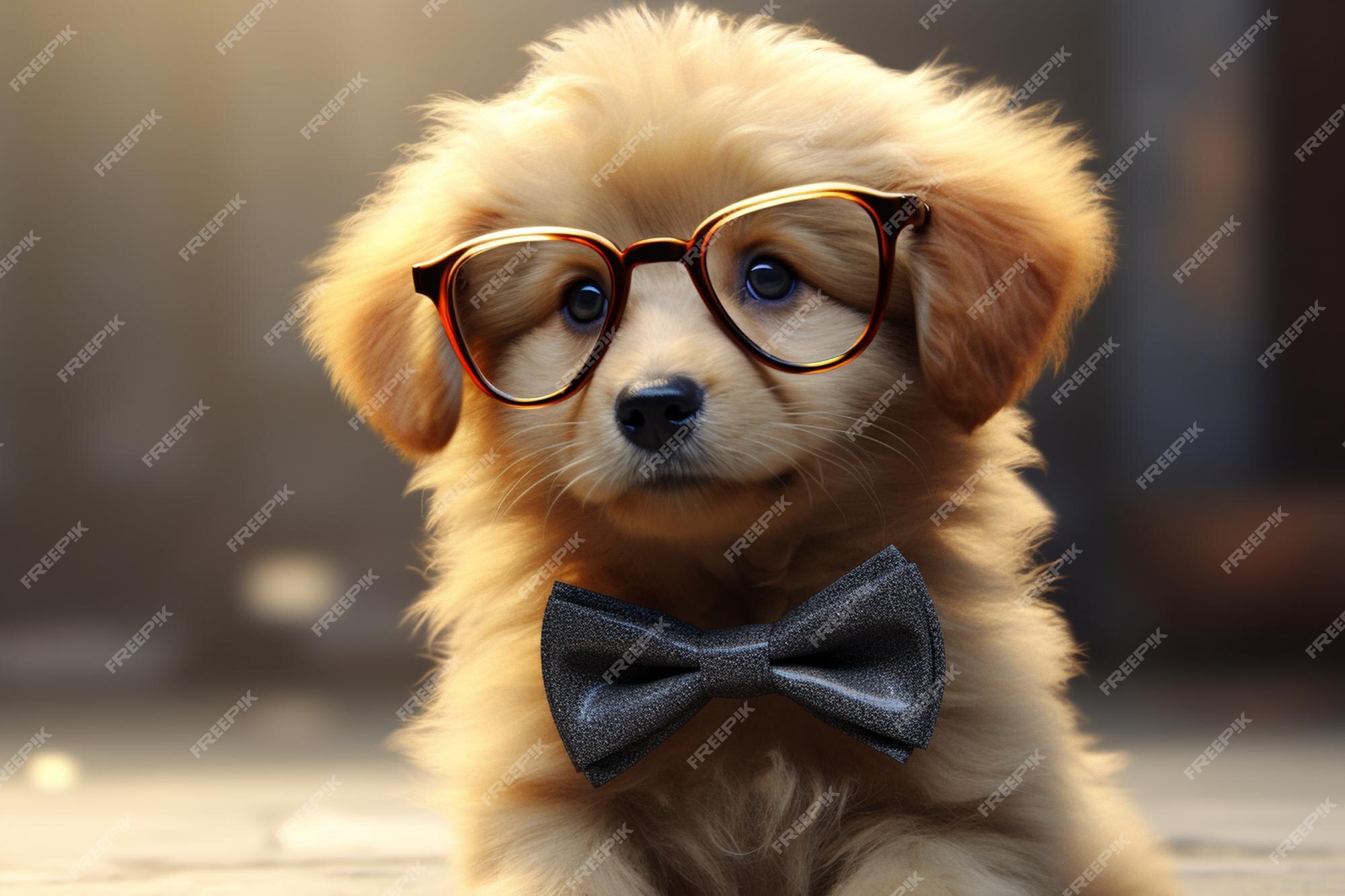 Premium Photo | A fluffy golden retriever puppy wearing a tiny bow 00209 01
