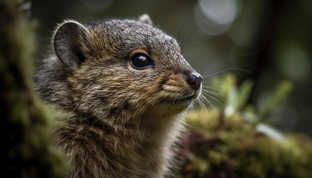 Fluffy ground squirrel eating grass in winter generated by AI