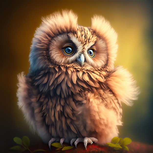 fluffy haired owl render