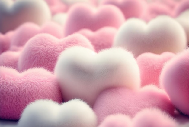 Photo fluffy hearts background valentines day concept