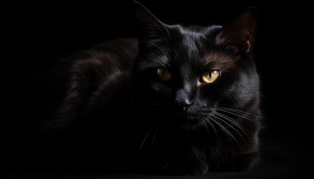 Fluffy kitten staring with piercing black eyes generated by AI