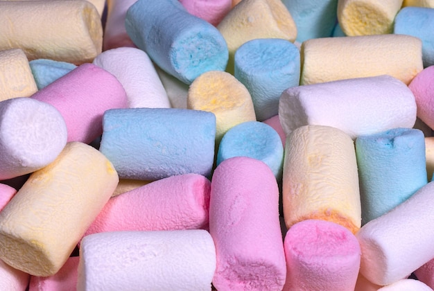 Fluffy marshmallows snoep voor achtergrond snoepjes en snoepjes