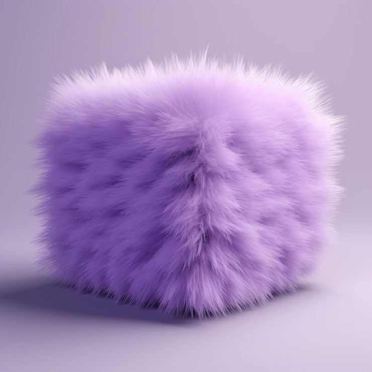Foto fluffy paarse bont kubusvormige meubels zachtheid lavendel