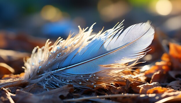 Photo fluffy peacock feather vibrant colors tranquil scene in nature generated by ai