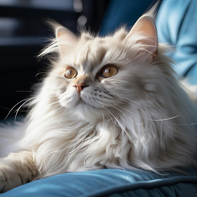 Fluffy Persian cat with luxurious fur