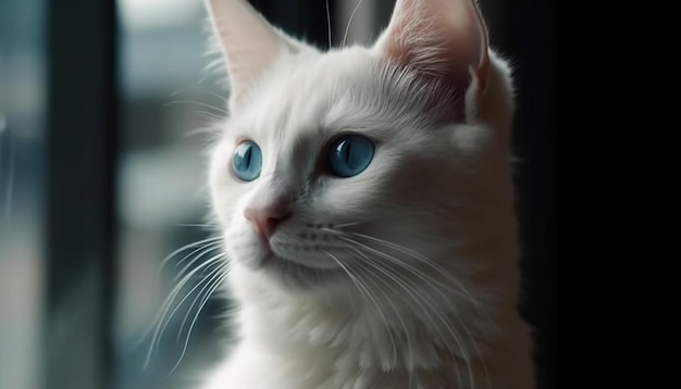 Fluffy Persian kitten staring with blue eyes generative AI