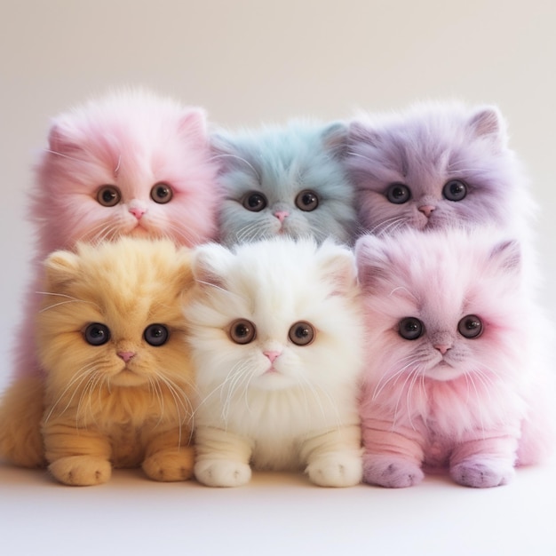 Пушистые плюшевые котята каваи, красивое изображение, созданное искусственным интеллектом