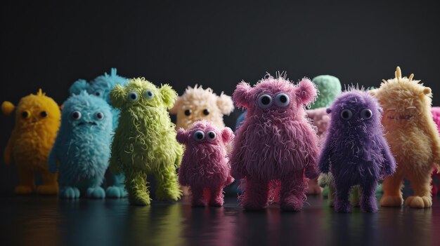 Photo fluffy plush texture monsters