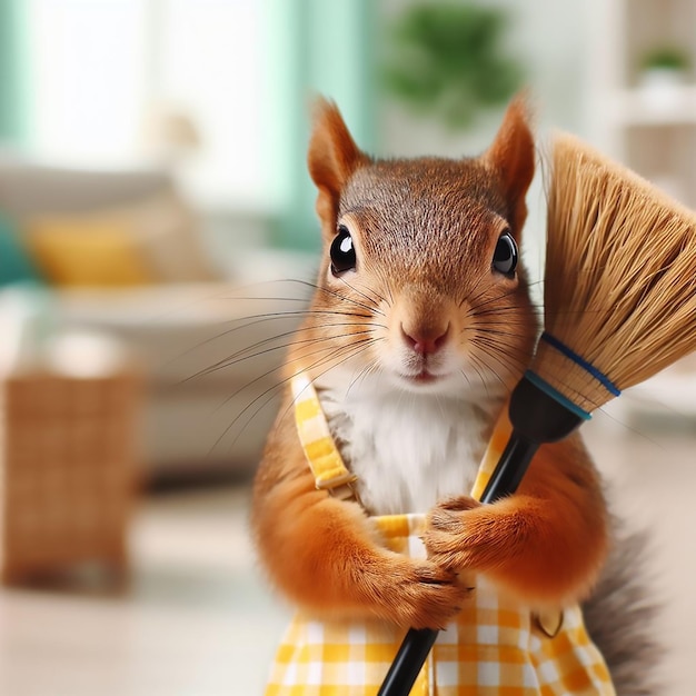 Photo fluffy rodent in cute maid outfit