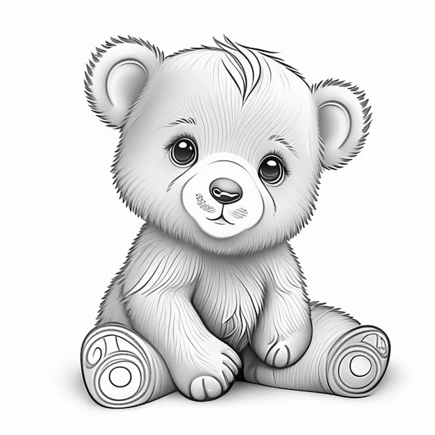 Fluffy Teddy Bear Coloring page for adults Coloring page for kids