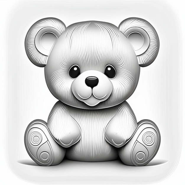 Fluffy Teddy Bear Coloring page for adults Coloring page for kids