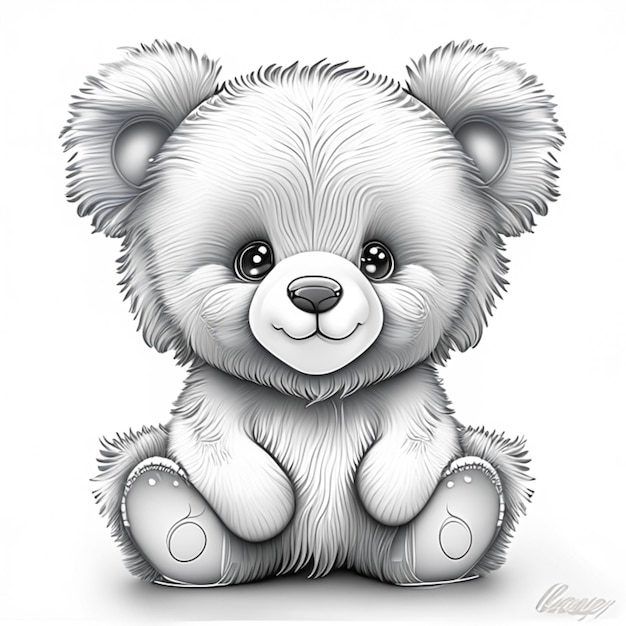 Fluffy Teddy Bear Coloring page for adults Coloring page for kids