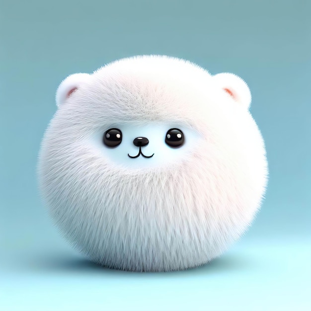 A fluffy white ball of fluffy white fluffy animal with a black nose and a black nose.