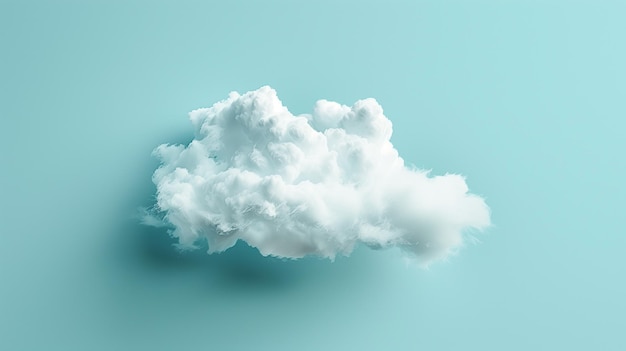 Photo a fluffy white cloud floating in the air on a blue background