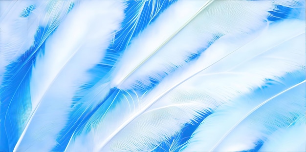 Photo fluffy white feathers on a blue background