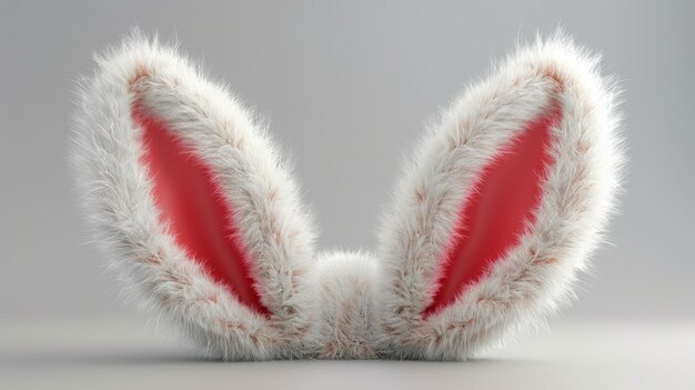 Photo fluffy white rabbit ears white background easter delight 3d rendered with lifelike texture and detail ai generative