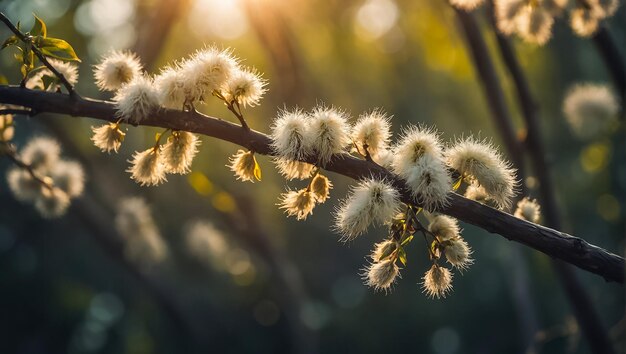 Photo fluffy willow branch in nature