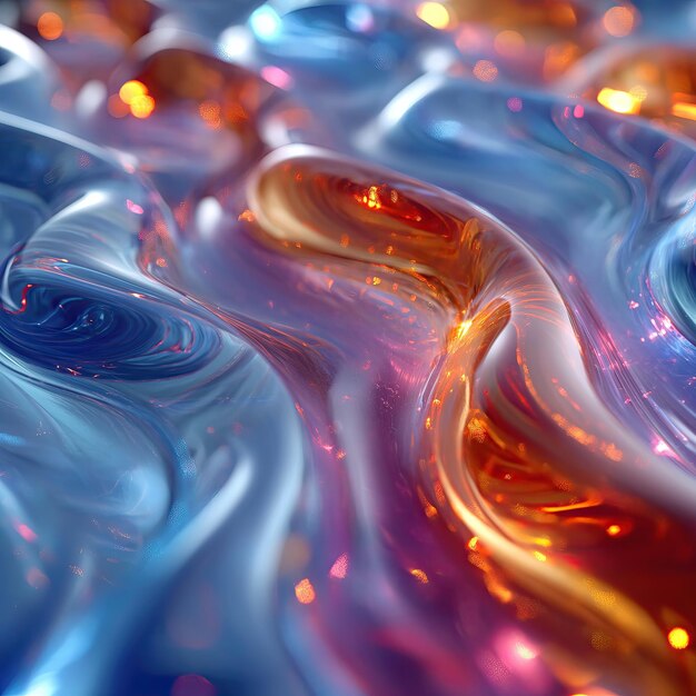 Fluid abstract 3D floating objects AI