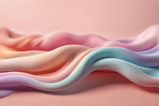 Fluid abstract waves in pastel hues Generative AI