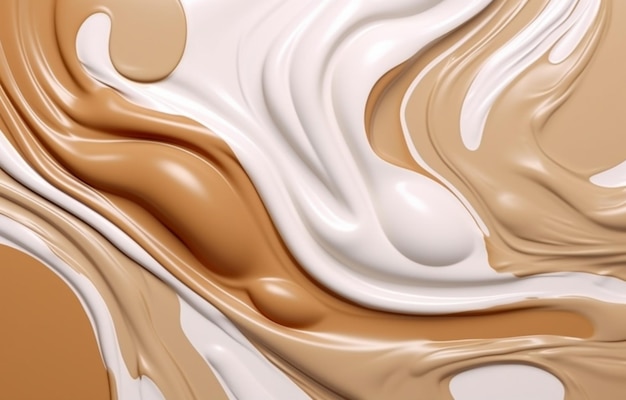 Fluid Abstraction Realistic Forms of White and Beige Makeup generative AI