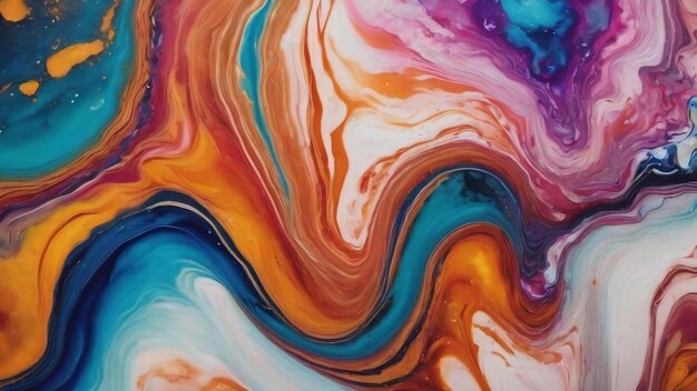 Photo fluid art abstract colorful background wallpaper mixing acrylic paints modern art