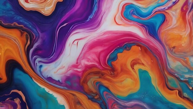 Fluid art abstract colorful background wallpaper mixing acrylic paints modern art