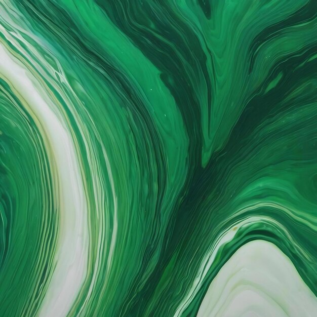 Fluid art dark green stains of paint on the water abstract paint background closeup