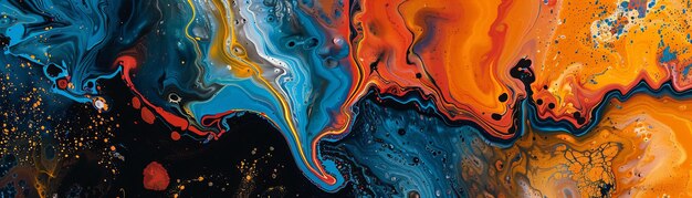 Photo fluid art pattern in blue and orange tones