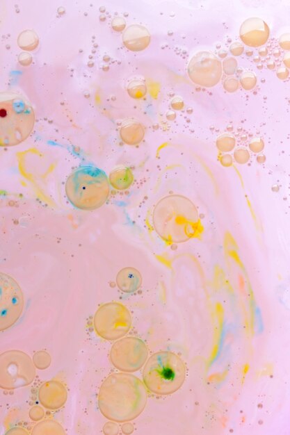Fluid art Water bubbles abstract colorful background Beautiful paint Liquid color backdrop