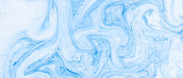 Fluid Art with white blue color. Abstract multicolored background. Blue white texture. 