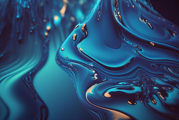 Fluid blue paintwavy blue fluid background abstract art generative ai