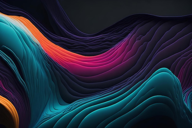 fluid colors wave on dark grainy background noise texture abstract