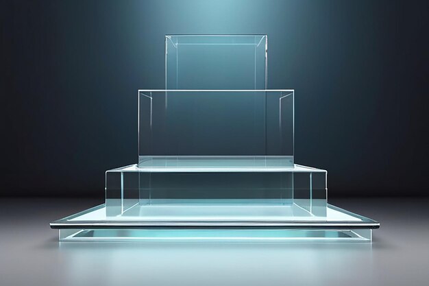 Fluid Elegance Rounded Glass Podium with Water Effect Display