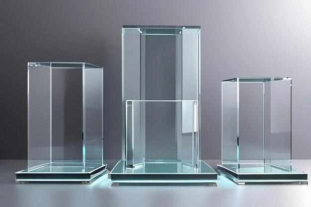 Fluid Elegance Rounded Glass Podium with Water Effect Display