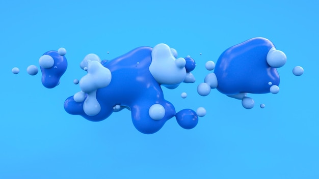 Fluid in the form of abstract camels blue fluid in the air 3D rendering