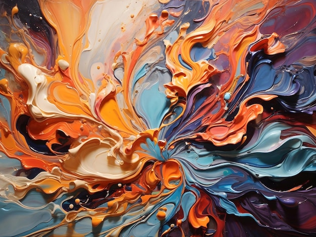 Fluid Fusion Captivating Abstraction of Blending Paints