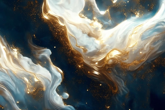 Fluid gold marble liquid abstract luxury background