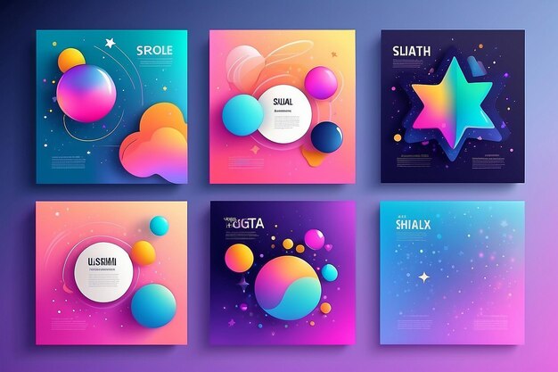 Photo fluid gradient background vector cute and minimal style posters with colorful geometric