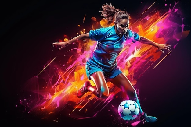 Fluid Neon Energy Unveiling the Artistry and Action of Female Soccer in Motion