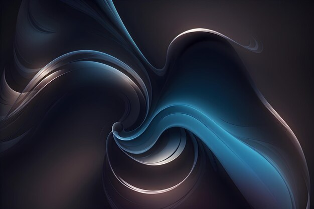 Fluid Serenity Abstract любой цветовой дизайн с векторными волнами на темном фоне, сгенерированный Ai