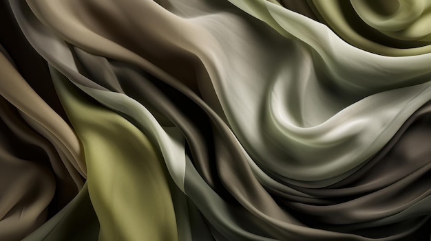 Fluid Silk In Grey And Olive