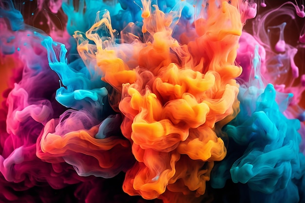 Fluid smoke paint pouring background