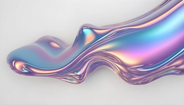 Fluid smooth abstract metallic holographic colored shape background