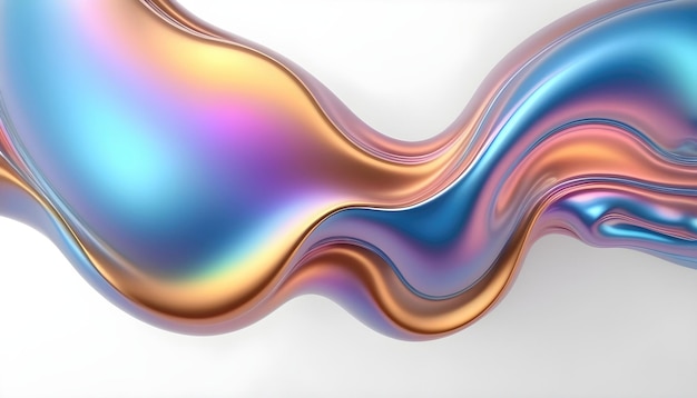 Fluid smooth abstract metallic holographic colored shape background
