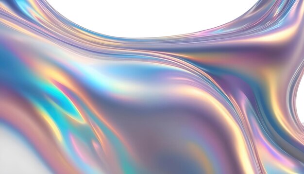 Fluid smooth abstract metallic holographic colored shape background